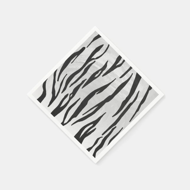 Tiger Black and White Print Napkin (Corner)