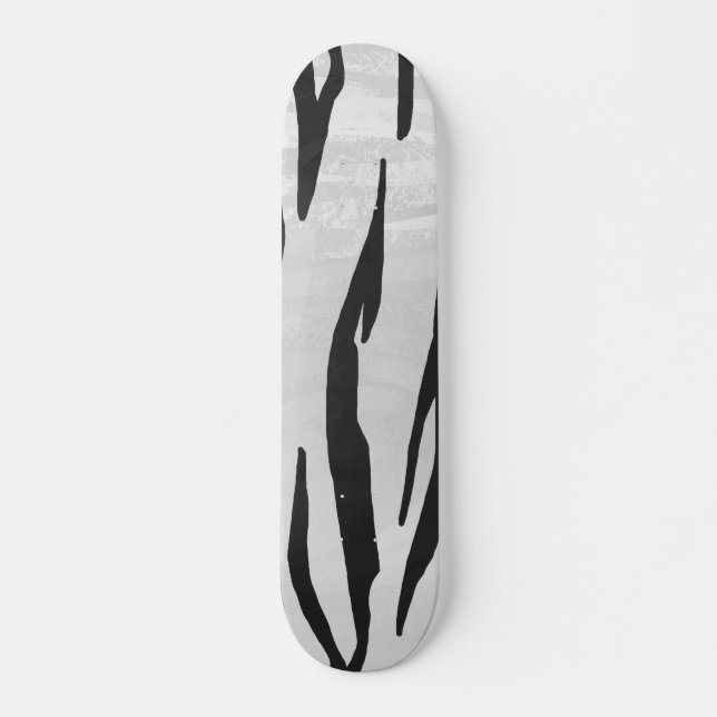 Tiger Black and White Print Skateboard (Front)