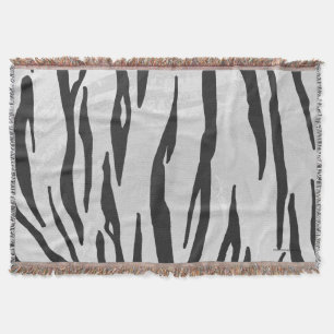 Tiger Black and White Print Throw Blanket