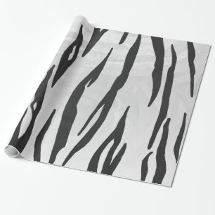 Tiger Black and White Print Wrapping Paper