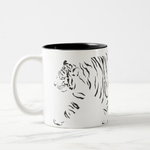 Tiger black and white Two-Tone coffee mug