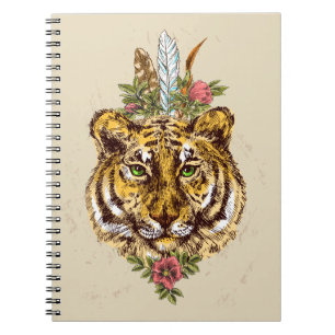 Tiger Boho Style Portrait Notebook