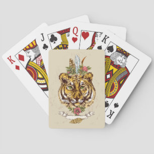 Tiger Boho Style Portrait Playing Cards