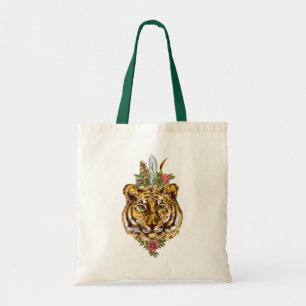 Tiger Boho Style Portrait Tote Bag