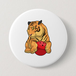 Tiger Bowling Bowling ball 3 Inch Round Button