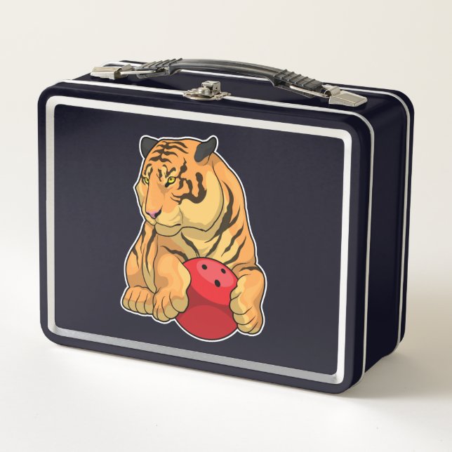Tiger Bowling Bowling ball Metal Lunch Box (Front)