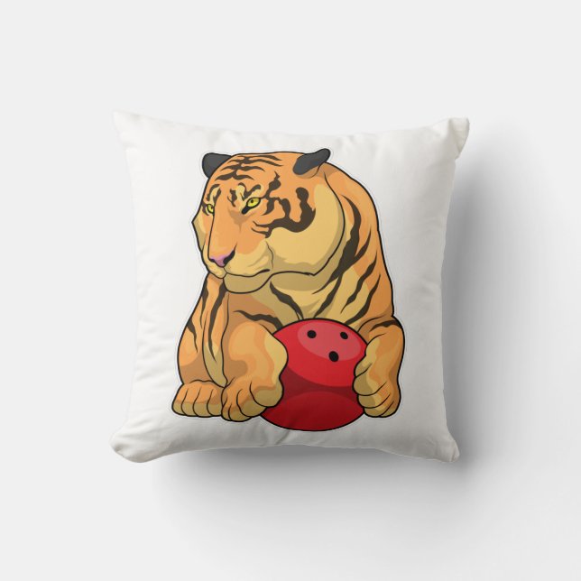 Tiger Bowling Bowling ball Throw Pillow (Front)