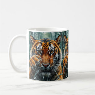 Tiger breaking through coffee mug