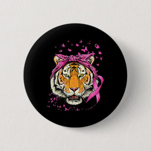 Tiger Breast Cancer Awareness Pink Ribbon Cancer S 2 Inch Round Button