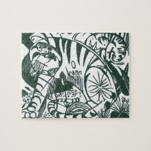 Tiger by Franz Marc, Black and White Fine Art Jigsaw Puzzle
