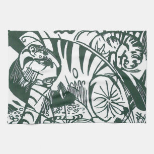 Tiger by Franz Marc, Vintage Expressionism Art Kitchen Towel