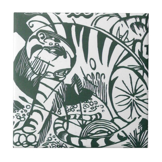Tiger by Franz Marc, Vintage Expressionism Art Tile (Front)