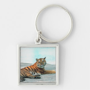 Tiger by river keychain