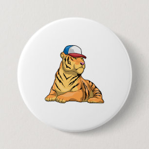 Tiger Cap 3 Inch Round Button