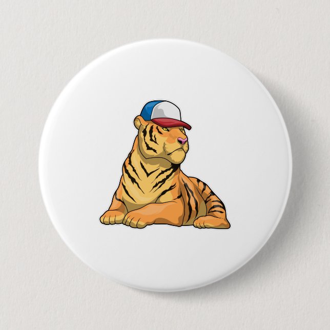 Tiger Cap 3 Inch Round Button (Front)
