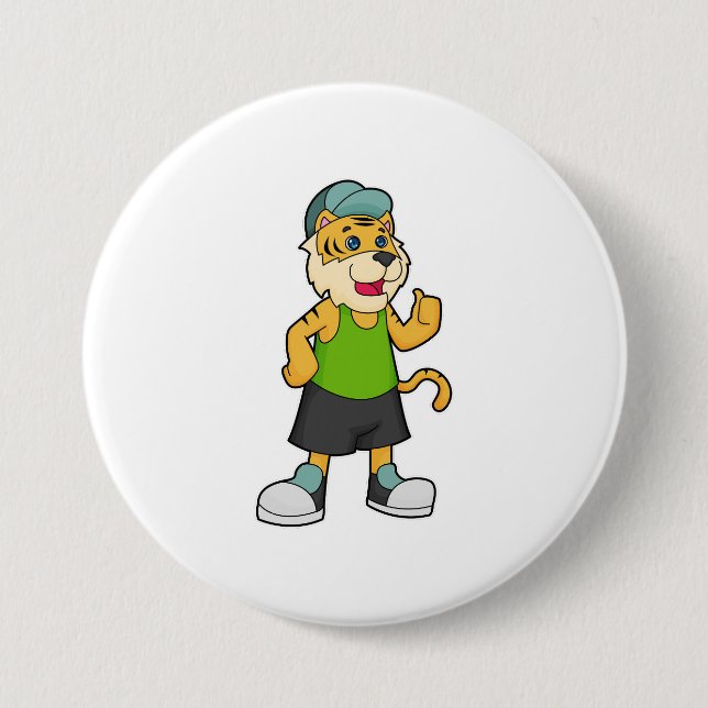 Tiger Cap 3 Inch Round Button (Front)