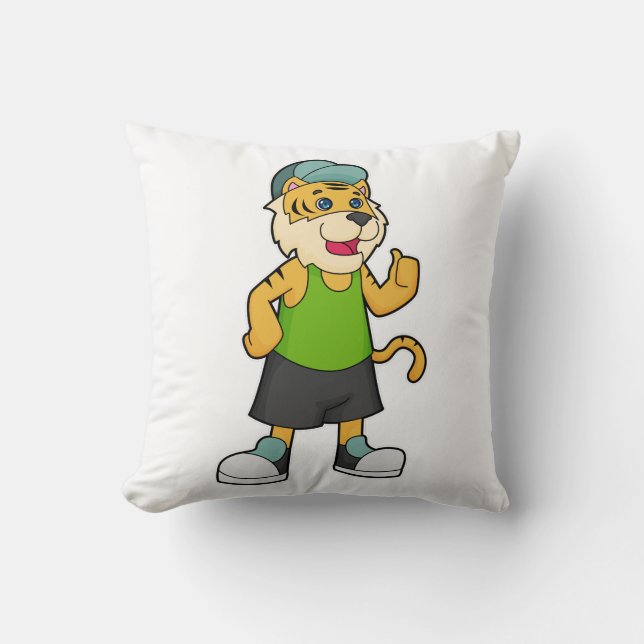 Tiger Cap Throw Pillow (Front)