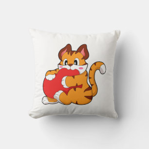 Tiger cat at Love with Heart.PNG Throw Pillow