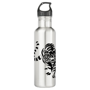 Tiger Cat Big Black White Stripes Prowl Walk 710 Ml Water Bottle