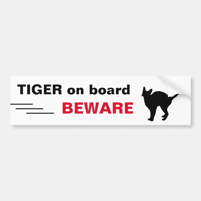TIGER /Cat on Board - beware - driving/car sticker (Front)