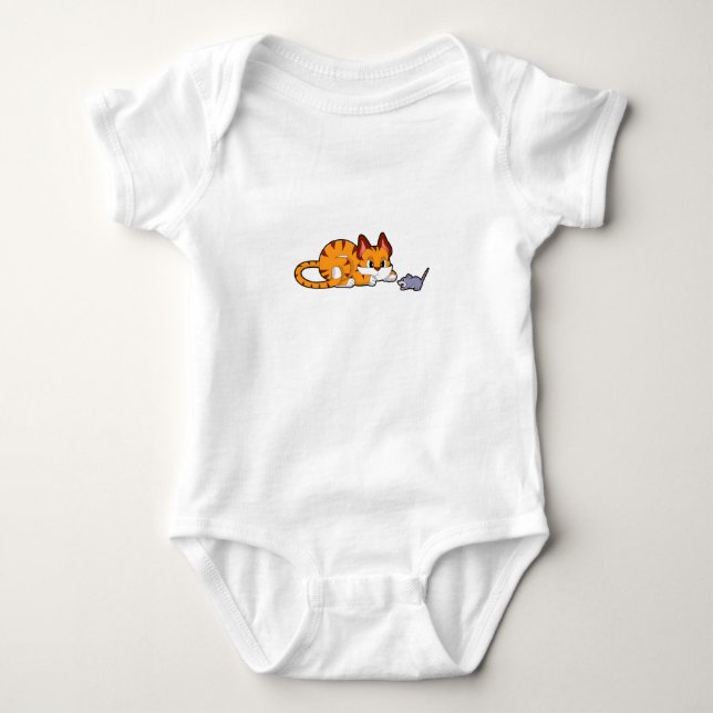 Tiger cat with Mouse Baby Bodysuit (Front)
