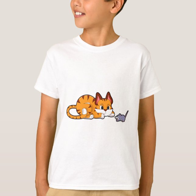 Tiger cat with Mouse T-Shirt (Front)
