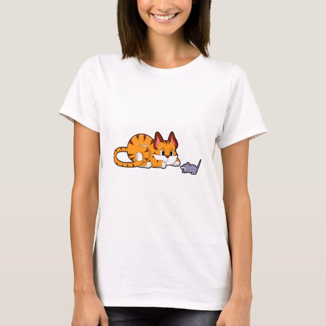 Tiger cat with Mouse T-Shirt (Front)