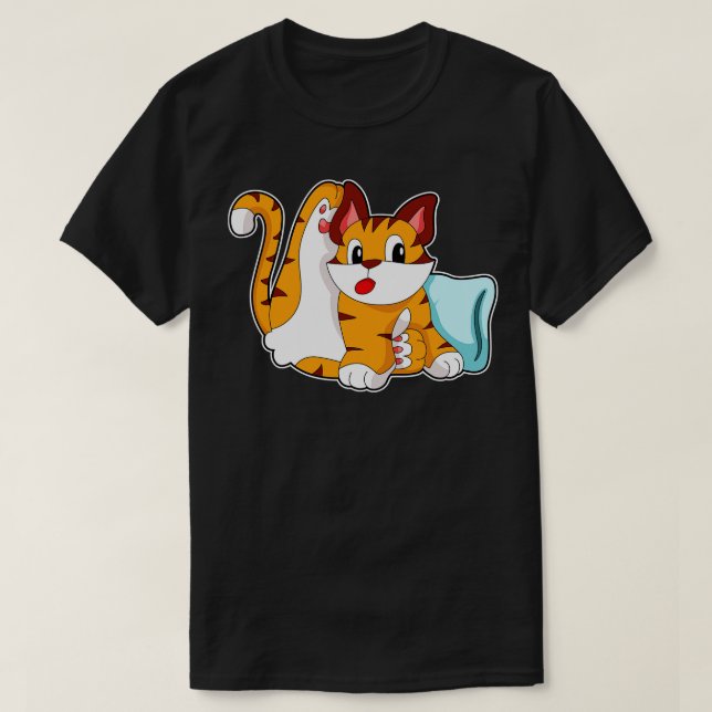 Tiger cat with Pillow T-Shirt (Design Front)