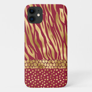 Tiger Chic Burgundy Gold Chic Stylish iPhone 11 Case