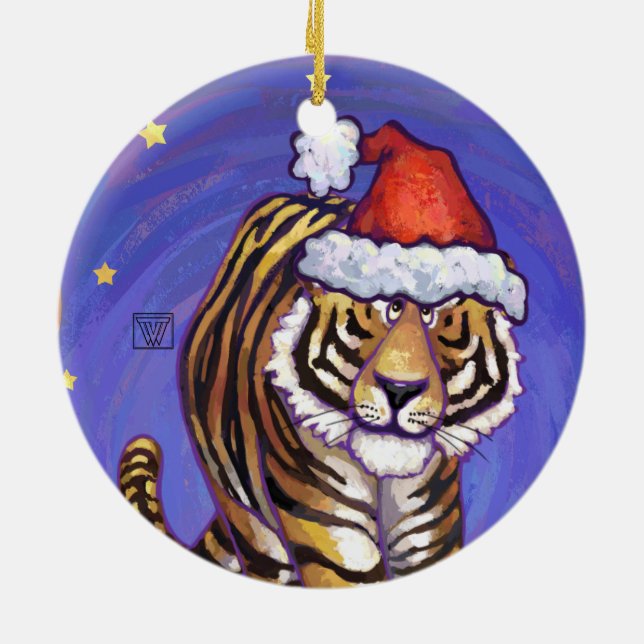 Tiger Christmas Ceramic Ornament (Back)