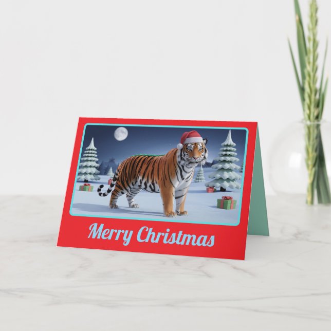 Tiger Christmas Landscape Card (Front)
