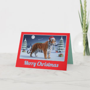 Tiger Christmas Landscape Holiday Card