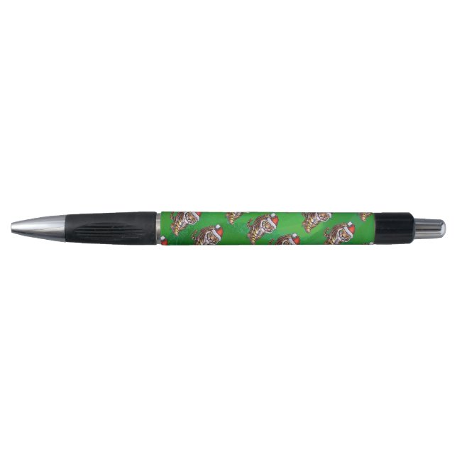 Tiger Christmas On Green Pen (Front)