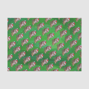 Tiger Christmas On Green Tissue Paper