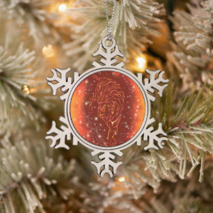 Tiger Christmas Ornament Running in Starry Night