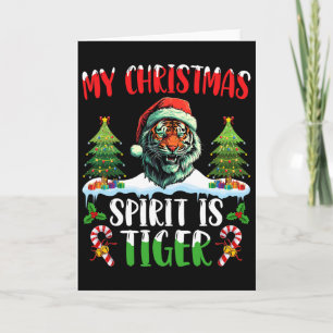 Tiger Christmas Santa Hat Xmas My Christmas Spirit Card