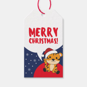 Tiger Christmas Snow Winter Animals Tiger Gift Tag