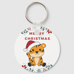 Tiger Christmas Snow Winter Animals Tiger Keychain