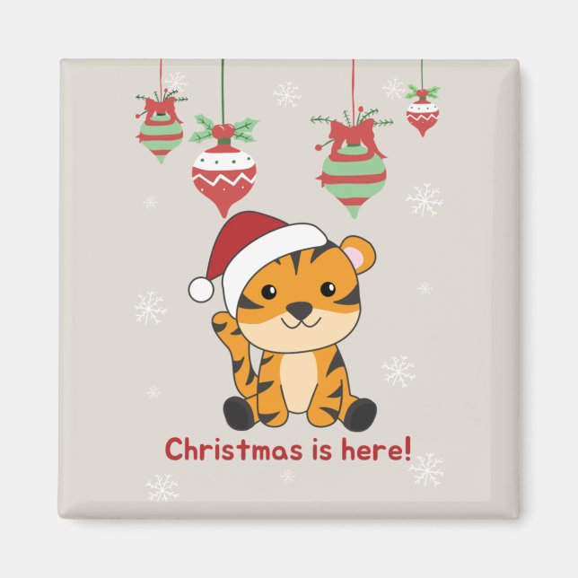 Tiger Christmas Snow Winter Animals Tiger Magnet (Front)