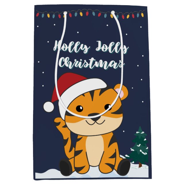 Tiger Christmas Snow Winter Animals Tiger Medium G Gift Bag (Front)