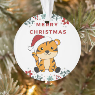 Tiger Christmas Snow Winter Animals Tiger Ornament