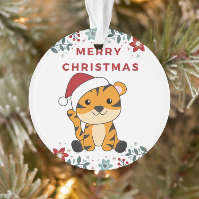 Tiger Christmas Snow Winter Animals Tiger Ornament (Tree)