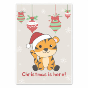 Tiger Christmas Snow Winter Animals Tiger Sticker