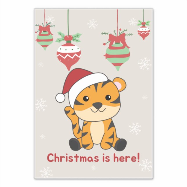 Tiger Christmas Snow Winter Animals Tiger Sticker (Front)