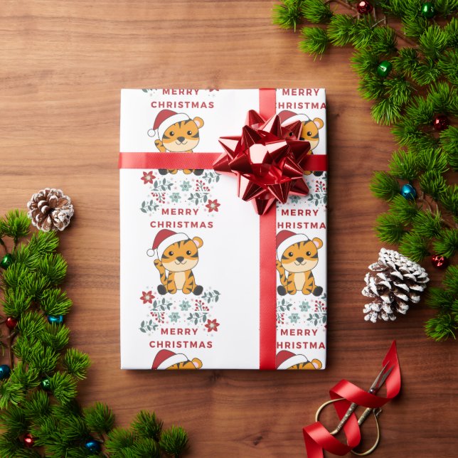Tiger Christmas Snow Winter Animals Tiger Wrapping Paper (Holiday Gift)