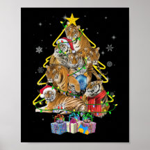 Tiger Christmas Tree Snow Funny Tiger Xmas Gift