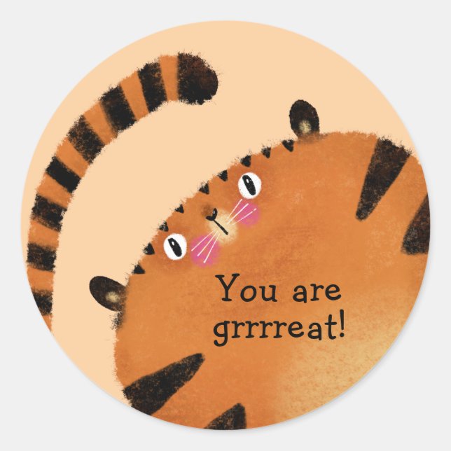 Tiger Classic Round Sticker (Front)
