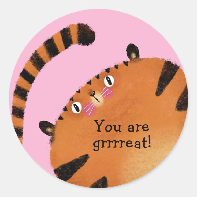 Tiger Classic Round Sticker (Front)