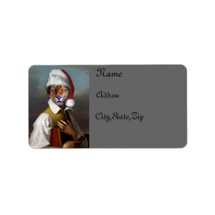Tiger Claus Holiday Greeting_ Label