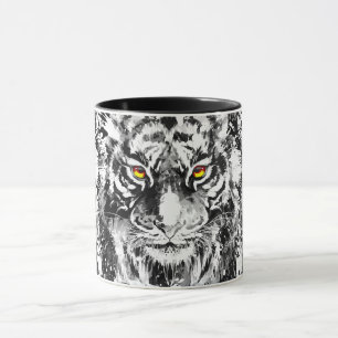 Tiger Coffee Mug   Tiger Black and White Mug